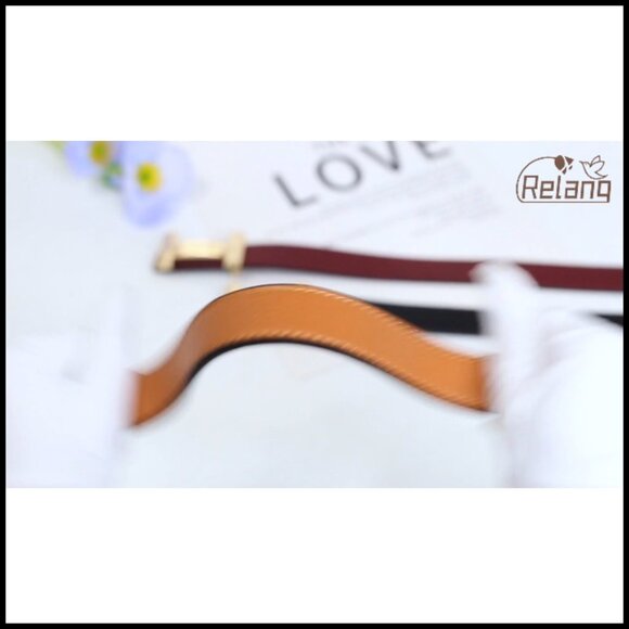 Classic Elegant Leather Belt Gold Buckle Fashion Waist Band Versatile Chic